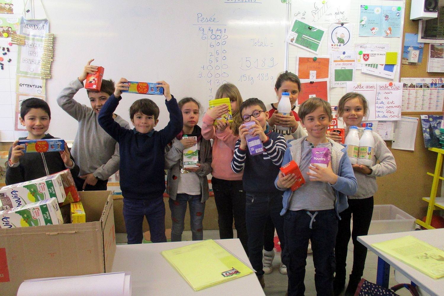 Elèves de l’Ecole du Sacré-Cœur (Paris 14ème) qui se sont mobilisés lors de l’opération solidaire P’tits déj’ en Carême