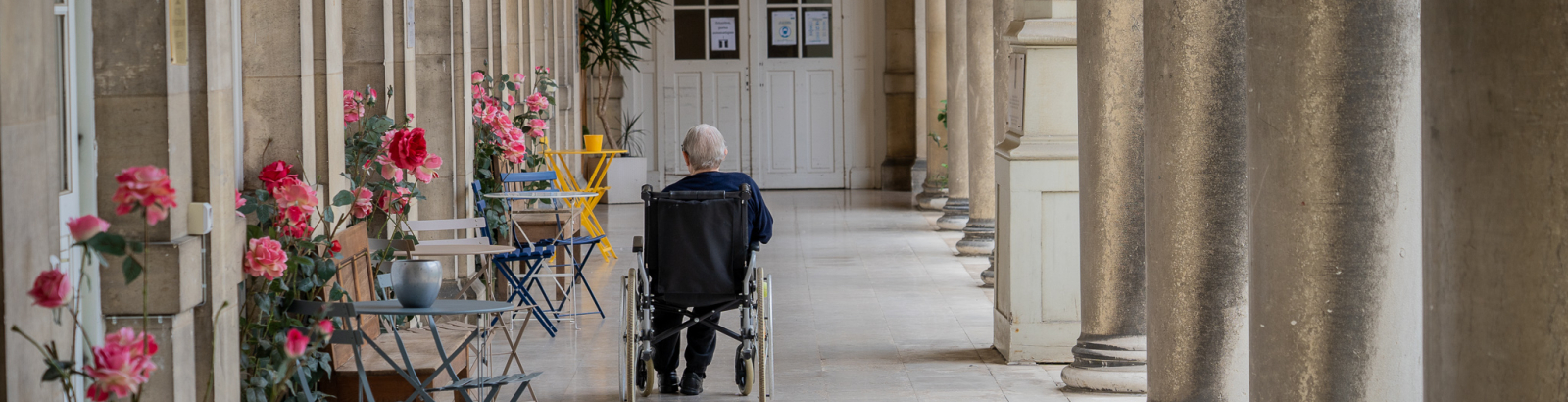 Comment transmettre son assurance-vie à une association? Personne âgée en fauteuil roulant dans une allée.